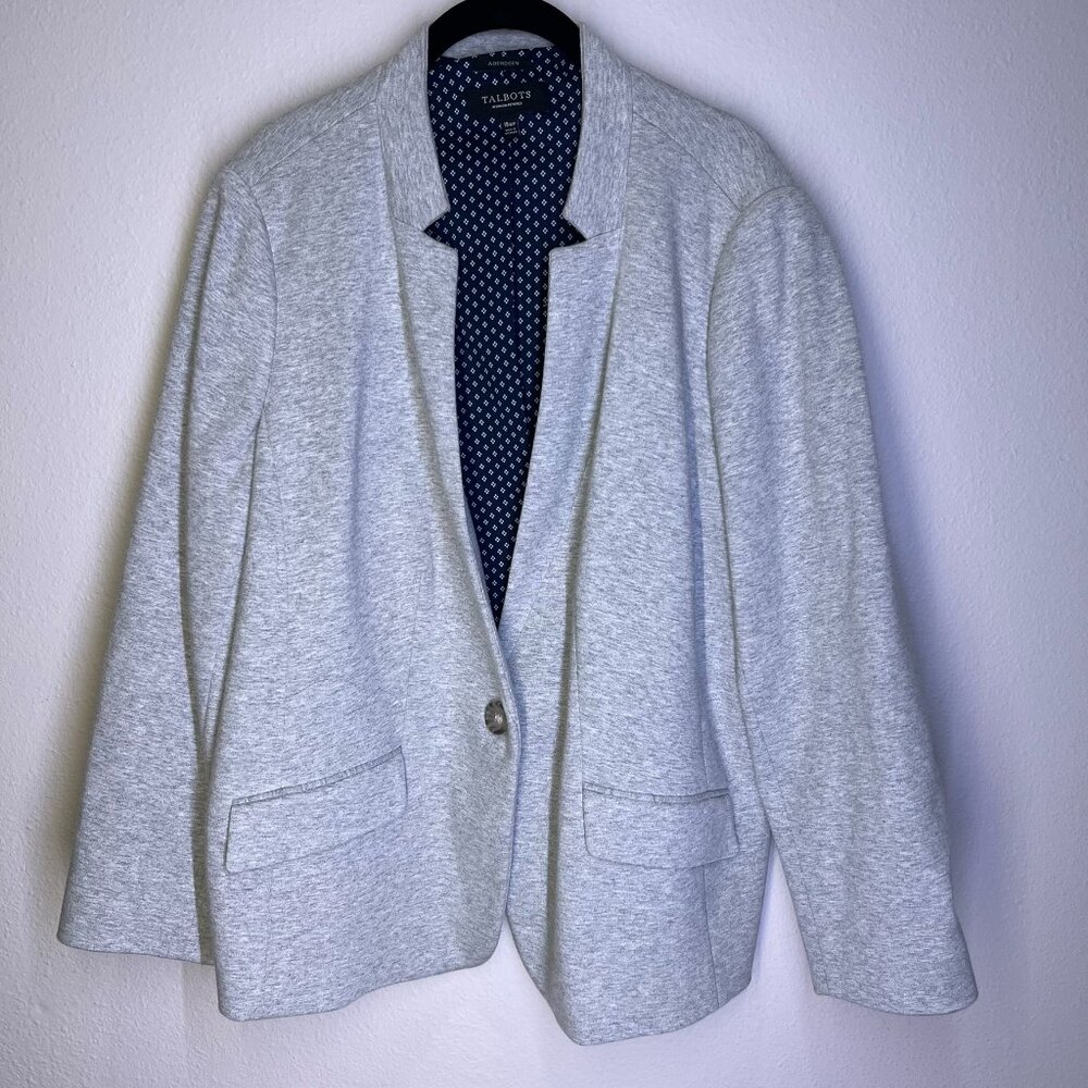 Talbots 18wp Aberdeen Grey Pique Knit Blazer